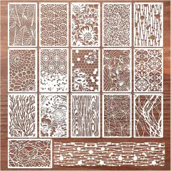 16 Pieces Stencils for Painting, Abstract Texture Mixed (Mixed16)