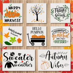 8PCS Fall Stencil Set for Painting on Wood Crafts