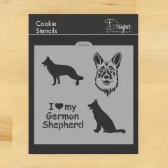I Love My German Shephard Cookie & Craft Stencil | CM020 by Designer Stencils | Cookie Decorating Tools | Baking Stencils for Royal Icing, Airbrush, Dusting Powder | Craft Stencils for Canvas, Paper, Wood | Reusable Food Grade Stencil
