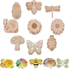 90PCS Unfinished Blank Wooden Cutouts Craft