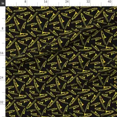 Various Fabrics by the Yard or Fat Quarter Trombone Music Instruments Band Brass Black Custom Printed Fabric by Spoonflower