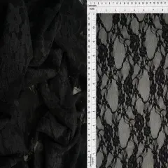 1 Yard Floral Lace Fabric, 58/60&Prime; Wide Nylon Spandex Blend BLACK