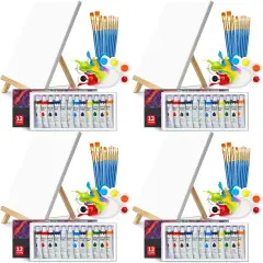 Acrylic Paint Set 100 Pcs Acrylic Painting Kit with 4 * 12 Colors Paint,4 Sets(40 Brushes)