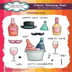 Creative Expressions Jane's Doodles Clear Stamp 4"X6"-Celebrate