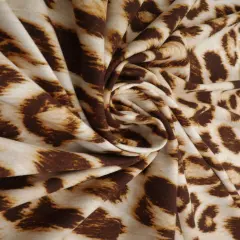 Taupe Animal Print DTY Brushed Knit Fabric 1 Yard Soft Stretch Lightweight 58/60" Wide