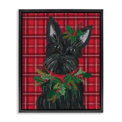 Stupell Industries Scottie Dog on Red Plaid Floating Frame By Lisa Perry Whitebutton