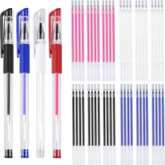 4 Pieces Heat Erasable Pens for Fabric with 28 Refills Fabric Marking Pens Fabric Markers for Quilting Sewing DIY Dressmaking Fabrics Tailors Chalk(32)