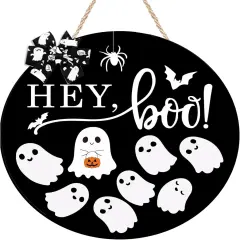 Halloween Door Sign Decorations Ghost Wreath