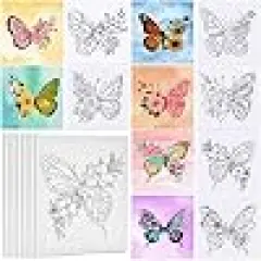 Butterfly Flower Theme Butterflies Pre Sketched Canvas for Painting