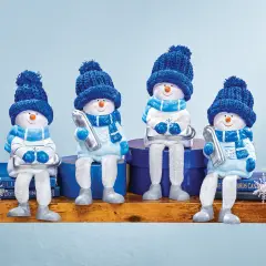 Collections Etc Hand-Painted Snowman Sitter Figurines - Set of 4