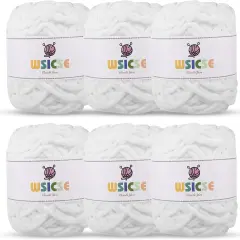 330 Yards - 6 Pack Chenille Fluffy Yarn(White)