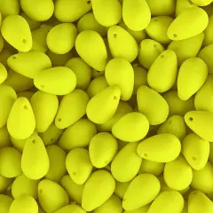 John Bead 114pcs 6x9mm Czech Glass White Alabaster Velvet Drop Bead Strands Yellow