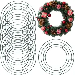 6PCS 10&rdquo; Wire Wreath Frame Round Metal Wreath Form for Crafts & Floral Decorations on Weddings Christmas Home Party Celebrations, Dark Green