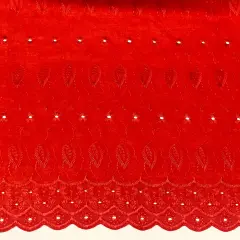 1 Yard Red Medium Eyelet Fabric with Soft Hand and Double Side Border, 41/42 Inches Wide