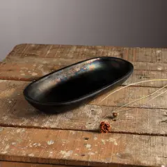 Handcrafted Longpi Pottery Rectangle Plate - 12 X 5"