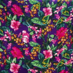 1 Yard Tropical Garden Peachskin Polyester Fabric For Sewing Apparel And Home D&eacute;cor Projects 45 Inch Purple