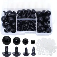10/15/18/20mm 180Pcs 4Size Black Plastic Safety Eyes