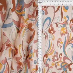1 Yard Hi Multi Chiffon Pucci Print Fabric, 57/58&Prime; Wide 100% Polyester BLUSH/AQUA