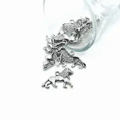 Silver Lion Charms, 16x26mm