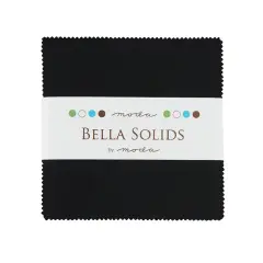 Bella Solids 5" Square Pack (Charm Pack) in Black by Moda for Moda (9900PP 99)
