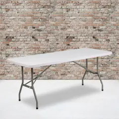 Emma and Oliver 6-Foot Plastic Folding Table Granite White