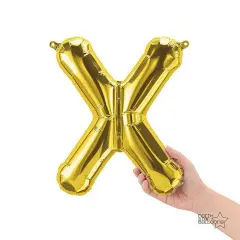 NorthStar Balloons&reg; 16" Gold Letter X Balloon Air Fill Only