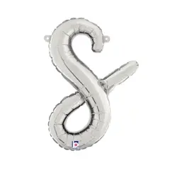 Betallic&reg; 14 Inch Script Letter S Silver Air Fill Only Balloon