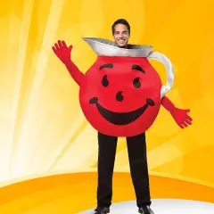 Adult Kool Aid Costume Red Kool Aid Guy Tunic with Gloves