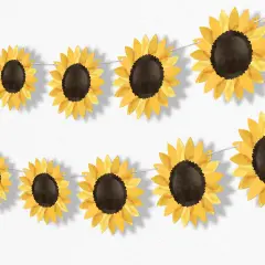 Big Dot of Happiness Sunflower Garland Banner, Yellow Birthday Party Decor, Bridal or Baby Shower Backdrop, 30 Feet of Cord, 15 Paper Sunflower Shapes