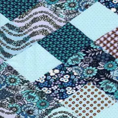 1 Yard Wool Dobby Floral Patchwork Fabric 57/58&Prime; Wide 100% Polyester NAVY/LILAC