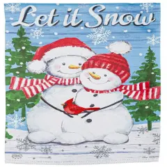 Snowman Family Winter Garden Flag 2 Sided Let It Snow