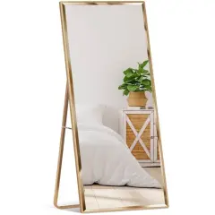 Large Full Length Leaning Wall or Hanging Mirror Gold