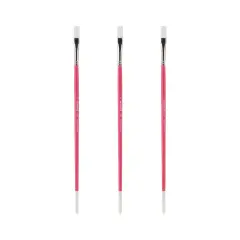 Creative Mark Pro White Soft Filament Acrylic Paint Brushes - FlatSets of 3 - Versatile Synthetic Brushes for Acrylic Painting , Gouache, Oils & Caseins