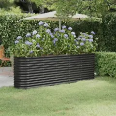 vidaXL Garden Raised Bed Powder-coated Steel 88.2"x15.7"x26.8" Anthracite