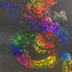 1 Yard Stretch Nylon Spandex Fabric Asian Dragon Hologram Costume Dancewear Black Multi