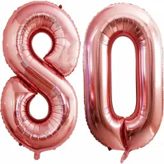 80 Balloons for 80th Birthday Party Decorations, (Rose Gold)