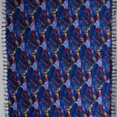 72" L x 45" W Split Leaf Banana Leaf Rayon Sarong with Fringes Royal