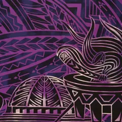 Talofa Samoa Kava Bowl Polyester Sarong 72" L x 45" W Purple