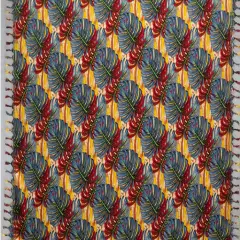 72" L x 45" W Split Leaf Rayon Sarong with Fringes Fabric Golden yellow