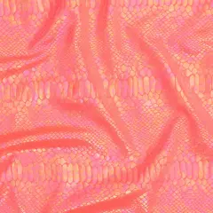 1 Yard Fever Snake Foil Stretch Nylon Spandex Fabric for Dancewear Swimwear Cosplay 56/57 Width Coral illusion