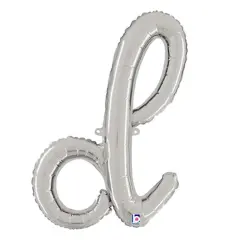 24 Inch Script Letter D Silver Air Fill Only Balloon