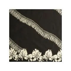 1 Yard Hibiscus Buds Single Border Poly Cotton Fabric Floral Design 45 Inch Width White