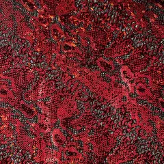 1 Yard Snake Flocking Glitter Hologram Nylon Spandex Fabric for Performance Wear, DIY Projects 60 Inch Width Red