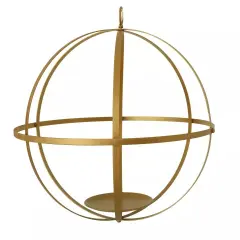 19" Gold Globe Ring Candle Holder Hanging Metal Lantern Wedding Centerpieces