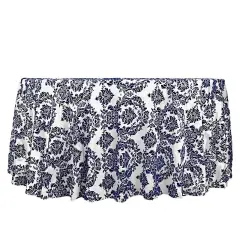 120" Royal Blue Damask Flocked Table Top Round Tablecloth Wedding Party Linens