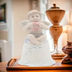 Ceramic Cherub Angel Mini Bell, Religious D&eacute;cor, Religious Gift, Church D&eacute;cor, Church Gift, Baptism Gift