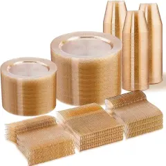 Disposable Dinnerware Set &ndash; 25, 50, 75, 100 Guest Options, Plastic Plates, Cups & Silverware for Wedding & Party