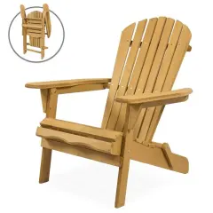 Outdoor Adirondack Chair Large Foldable with Natural Hemlock Wood