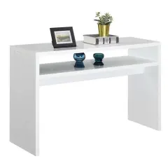 48&rdquo; Modern White Console Side Table with Bottom Shelf for Entryway or Living Room Hallway