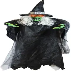 74" Hanging Witch with Light Up Eyes Halloween Decorations